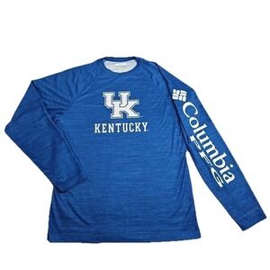 Columbia PFG Kentucky Wildcats UK Shirt Mens Small Terminal Tackle Blue Outdoor